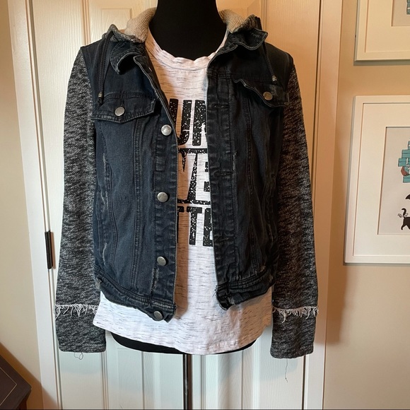 Free People Denim & Knit Jacket, Indigo Rinse - M